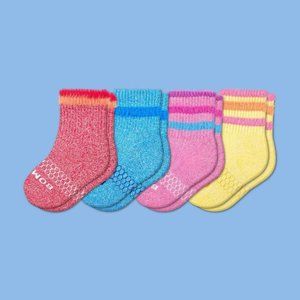 Bombas Toddler Sesame Street Fuzzy Calf Sock 4-Pack (Elmo Cookie Abby Big Bird)